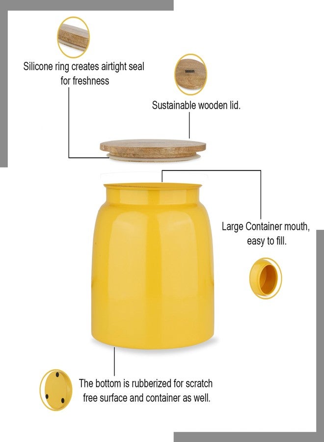 هايزل مجموعة حاويات تخزين المطبخ محكمة الإغلاق من هازل، 6 قطع | حاويات طعام وتوابل ووجبات خفيفة بسعة 750 مل و2450 مل مع أغطية، منظم متعدد الألوان (أصفر، أبيض، أزرق) - Image 3
